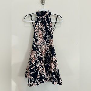 B. Darlin Halter-Neck Floral-Print FitFlare Dress